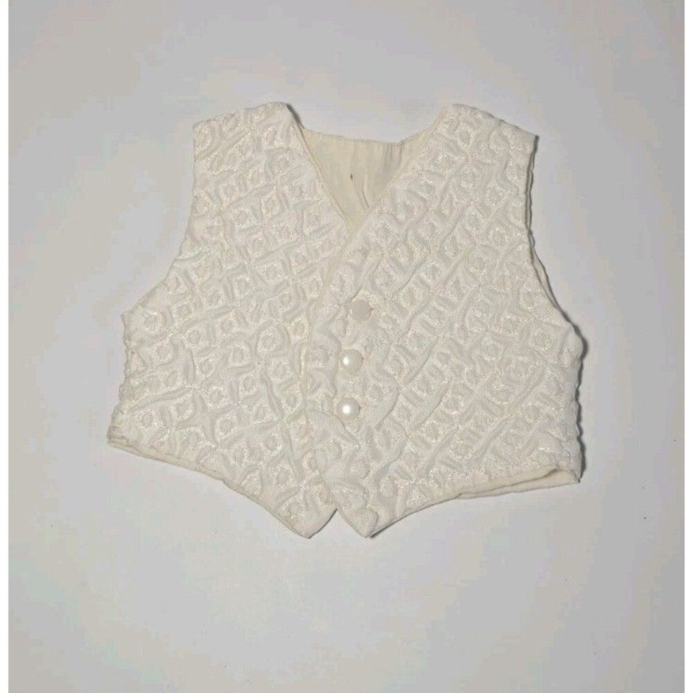 Vintage White Textured Baby Babtism Vest Size 9.5x7 Christening